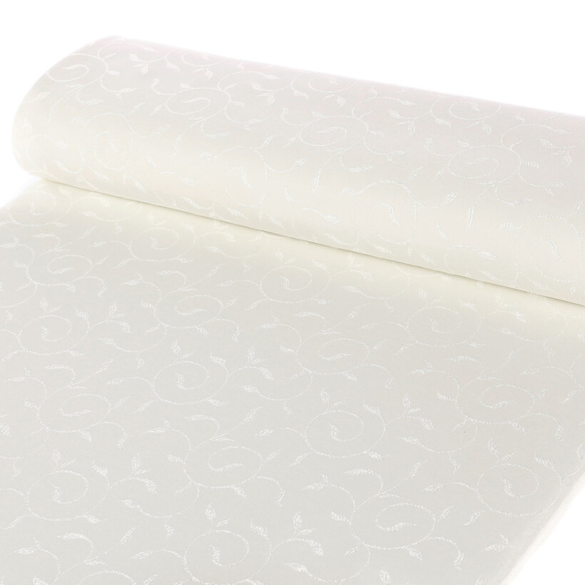 Tafelstof met tefloncoating - crème met grote ornamenten