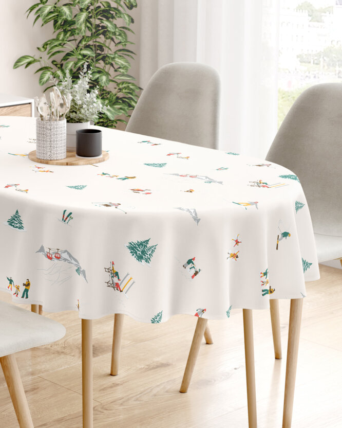 Ovaal tafelkleed 100% katoen renforcé - Winters plezier