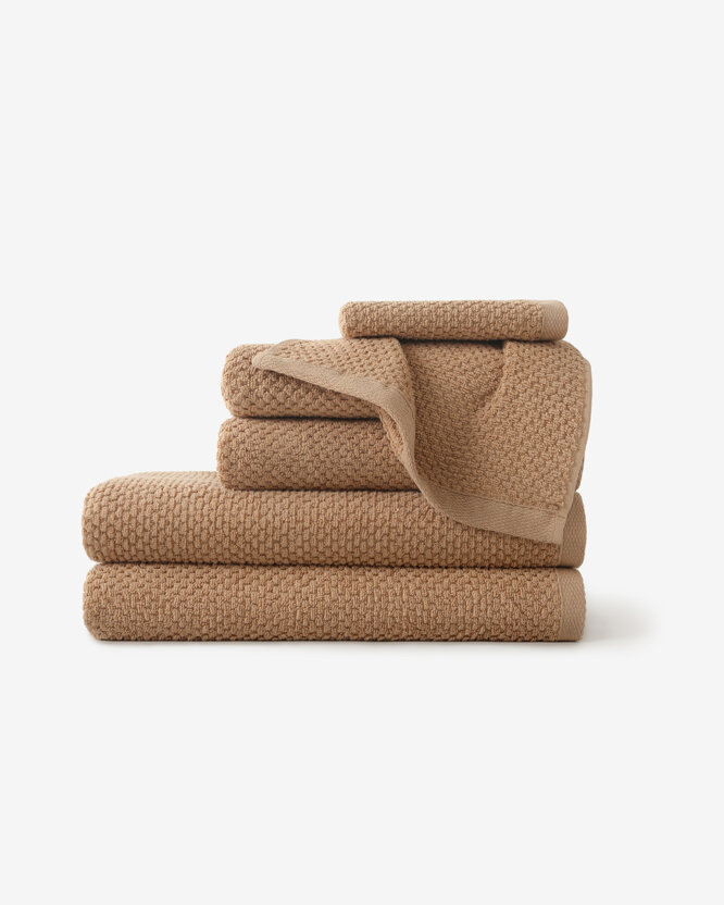 Katoenen badstof handdoek / badhanddoek Micro Pure - kaneel