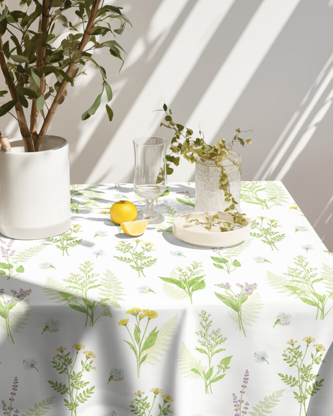 Hoekig teflon tafelkleed - Bosbloemen
