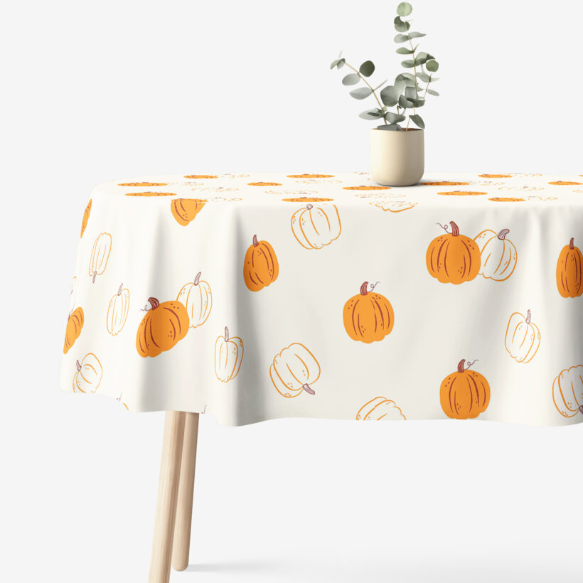 Ovaal tafelkleed 100% katoen renforcé - Herfst pompoen