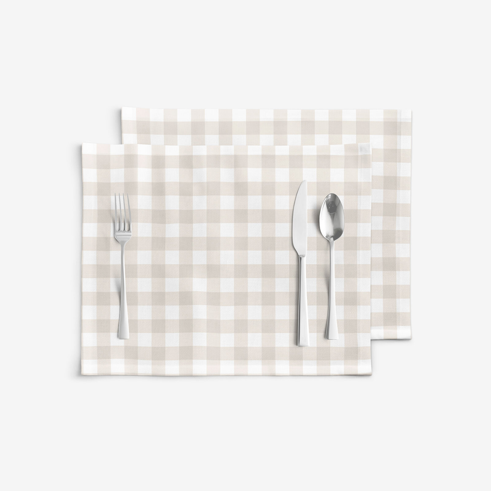 Placemat voor op tafel 100% katoen renforcé - Latte ruitjes - set van 2 stuks