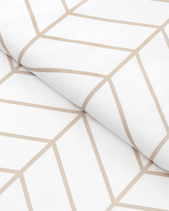 Katoen renforcé - Beige zigzag op wit