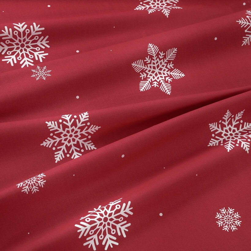 Katoen renforcé - Sneeuwvlokken op rood