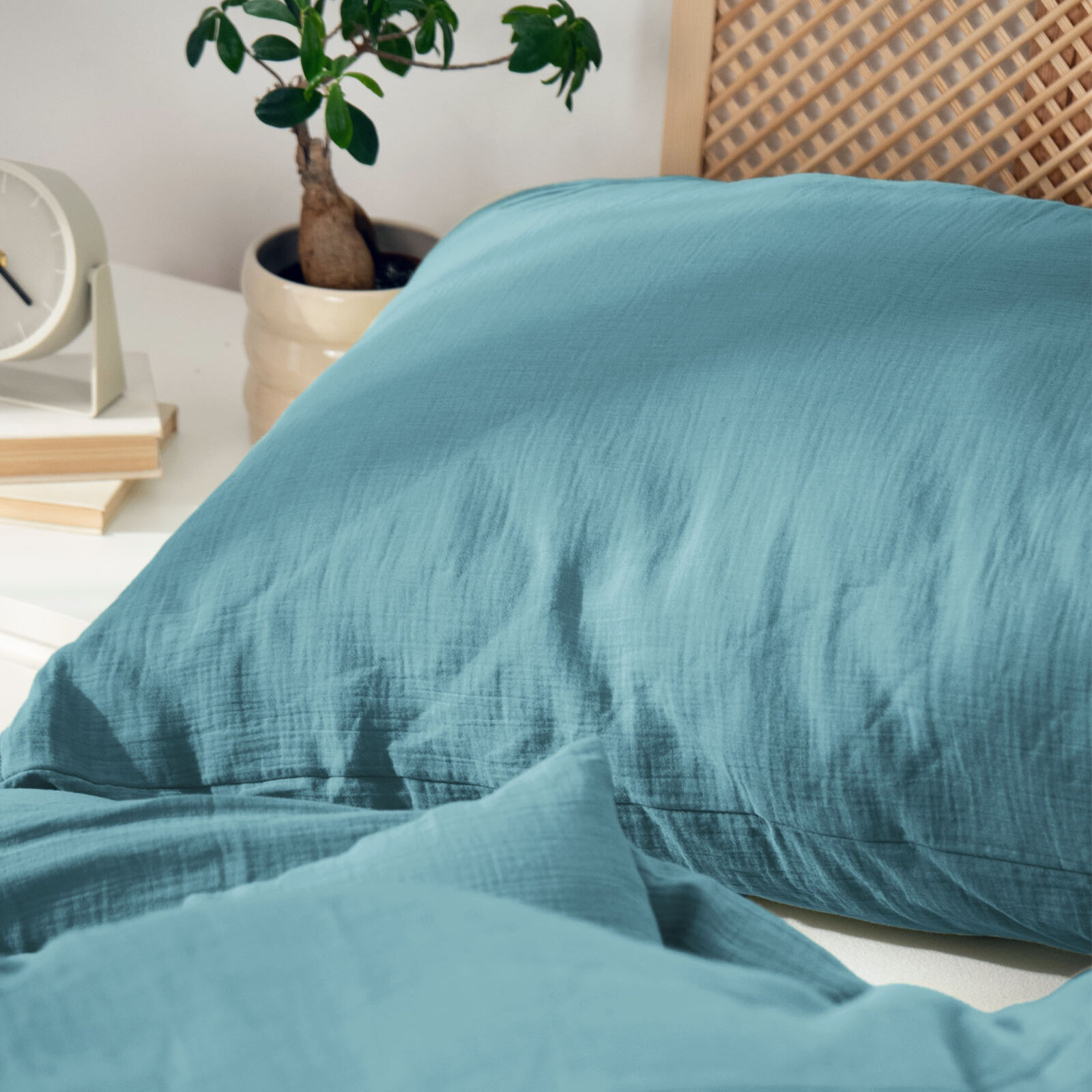 Mousseline beddengoed - petrol