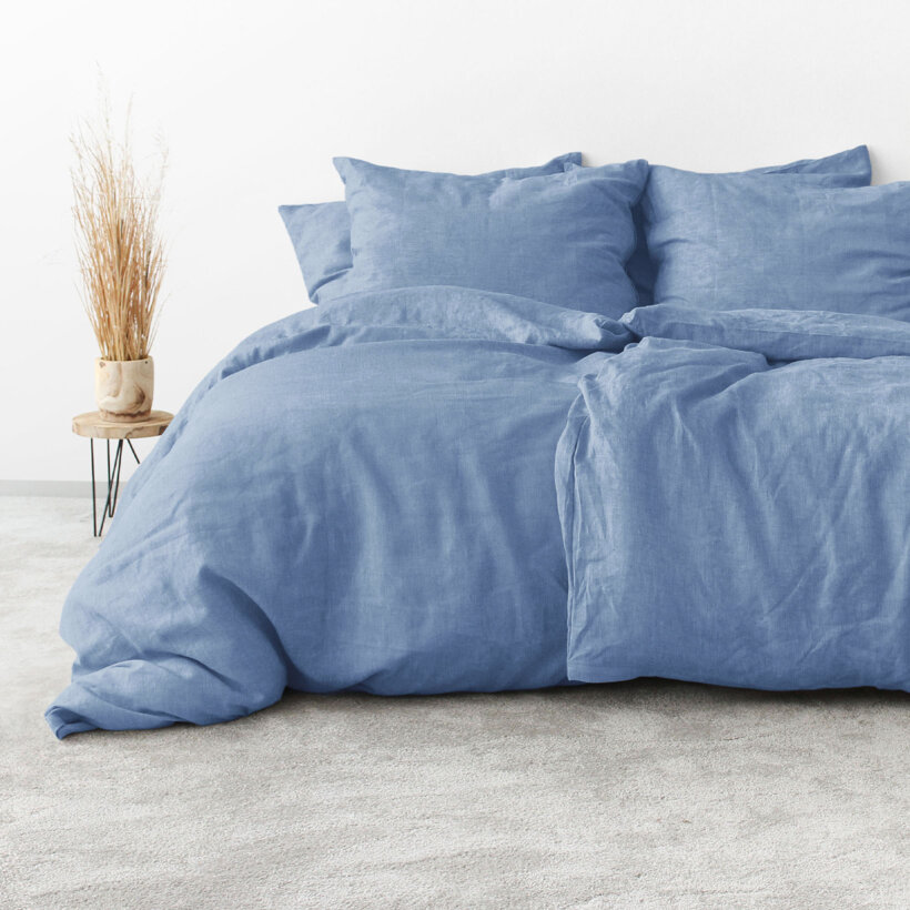 Beddengoed van linnenmix - blauw