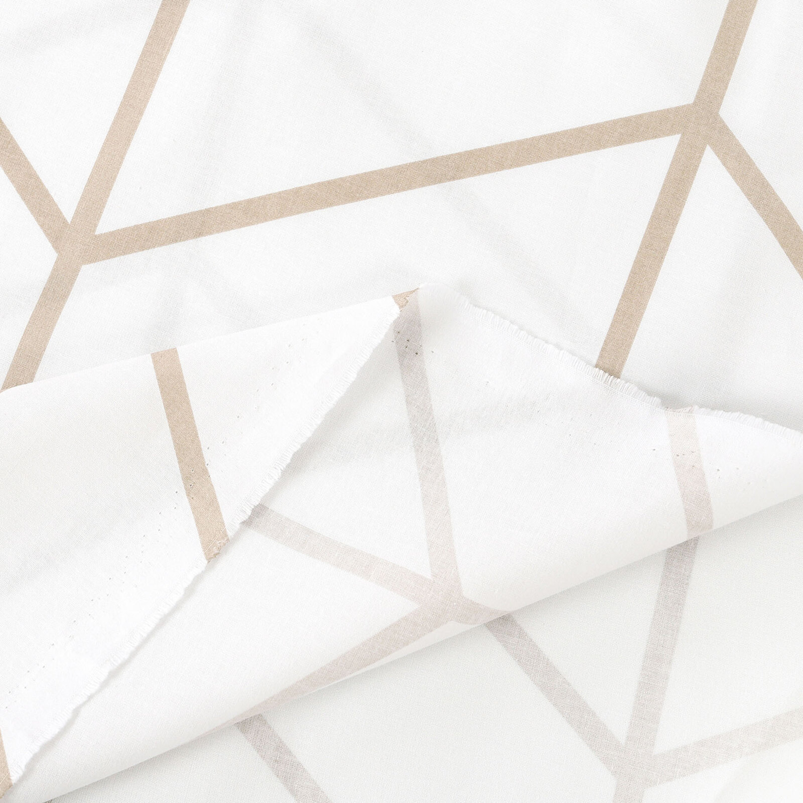 Katoen renforcé - Beige zigzag op wit