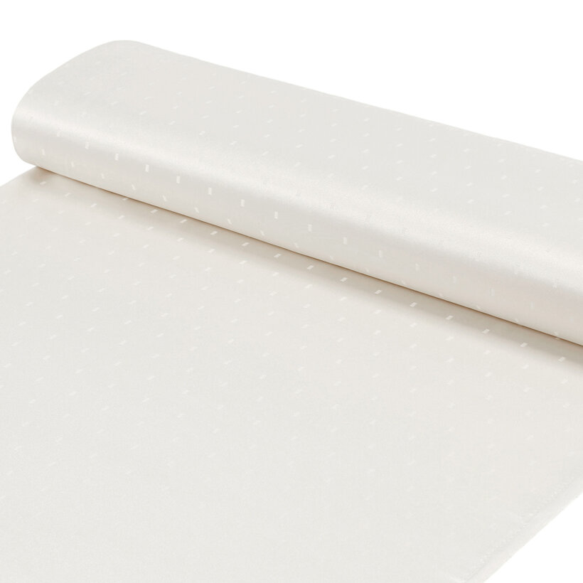 Stof met tefloncoating voor tafelkleden - crème met glanzende rechthoekjes