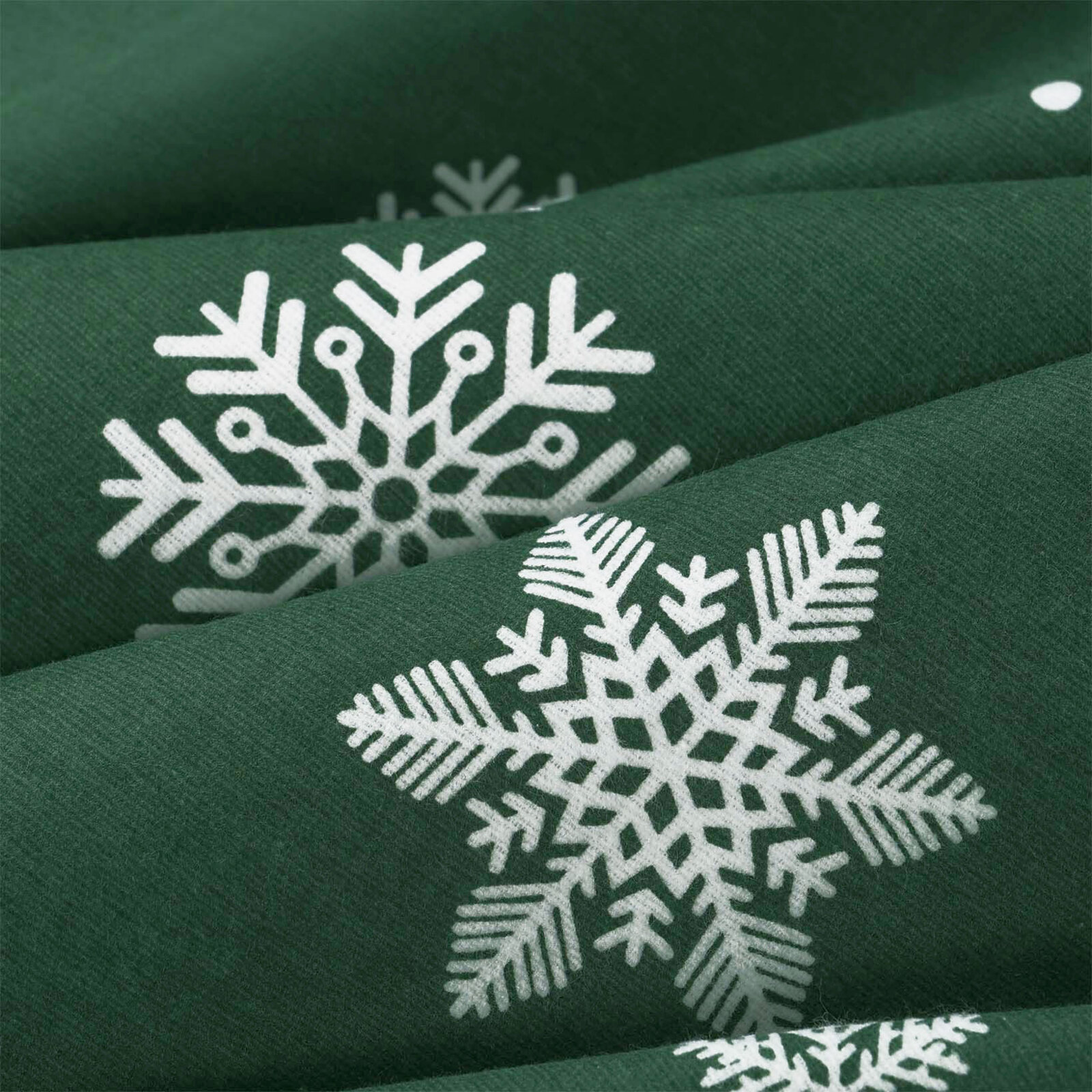 Flanellen beddengoed - Sneeuwvlokken op groen