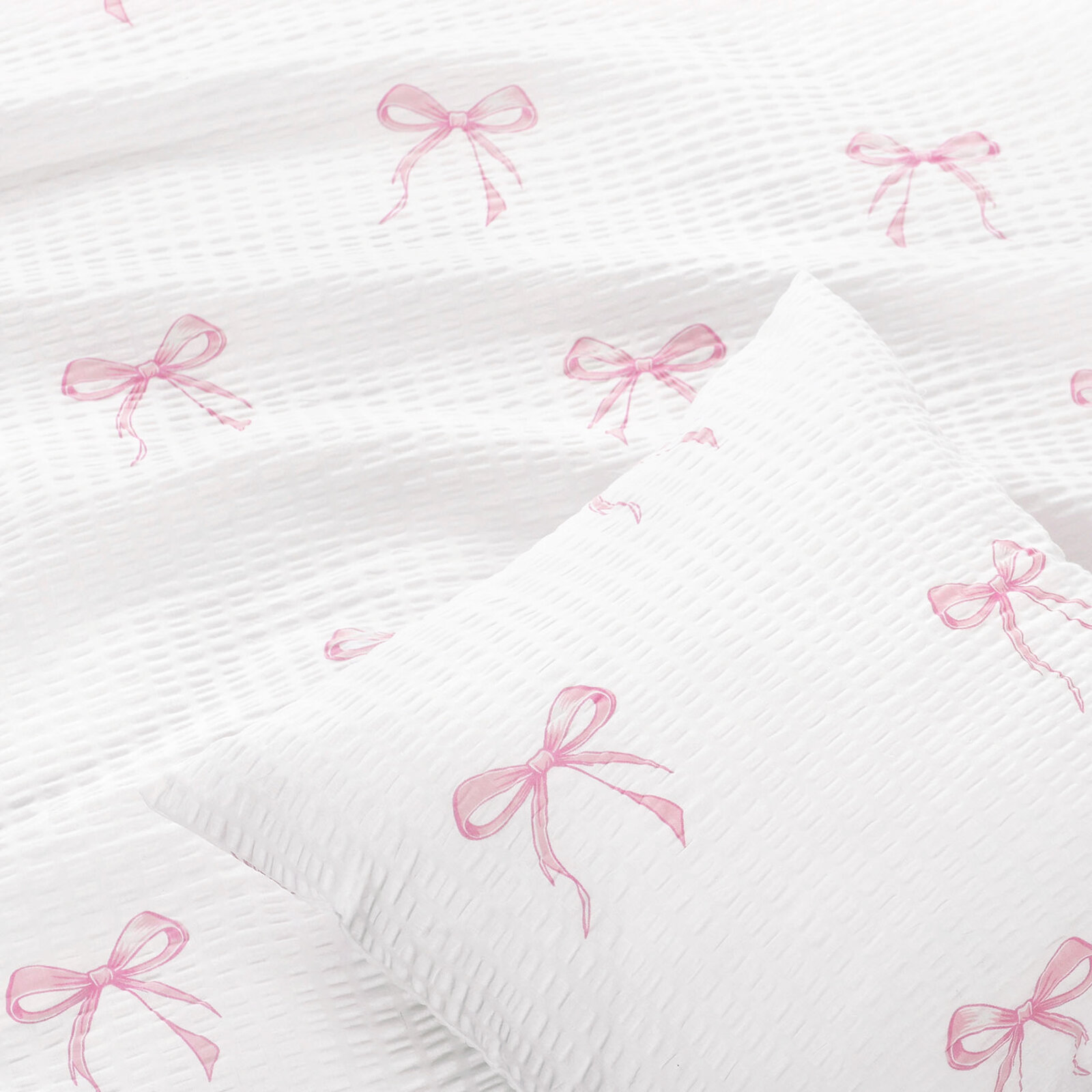 Crepe kussensloop - Roze strikjes