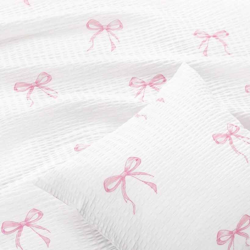Crepe kussensloop - Roze strikjes