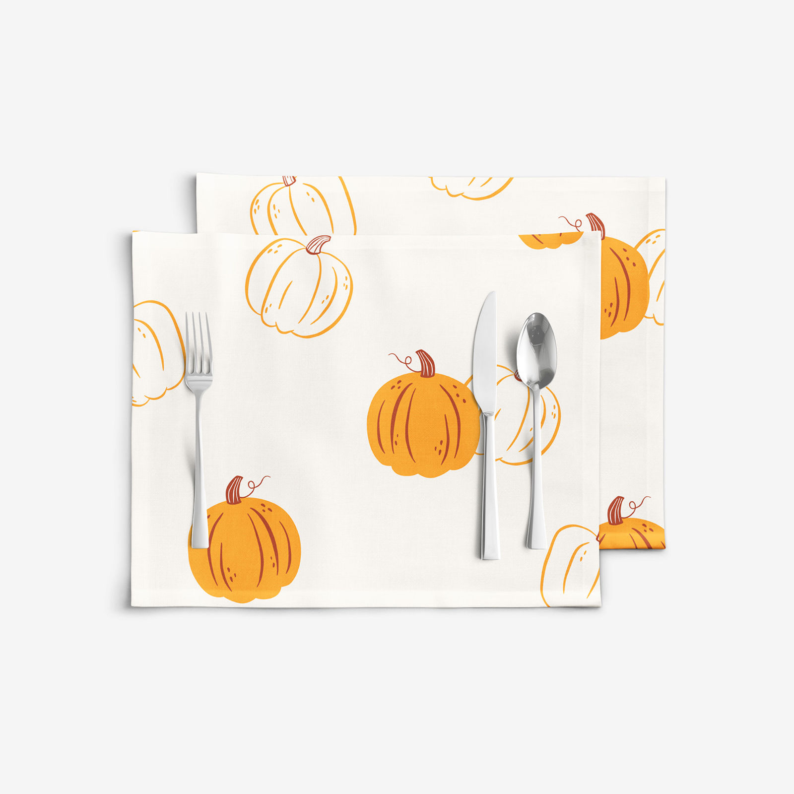 Placemat voor de tafel 100% katoen renforcé - Herfst pompoen - set 2 stuks