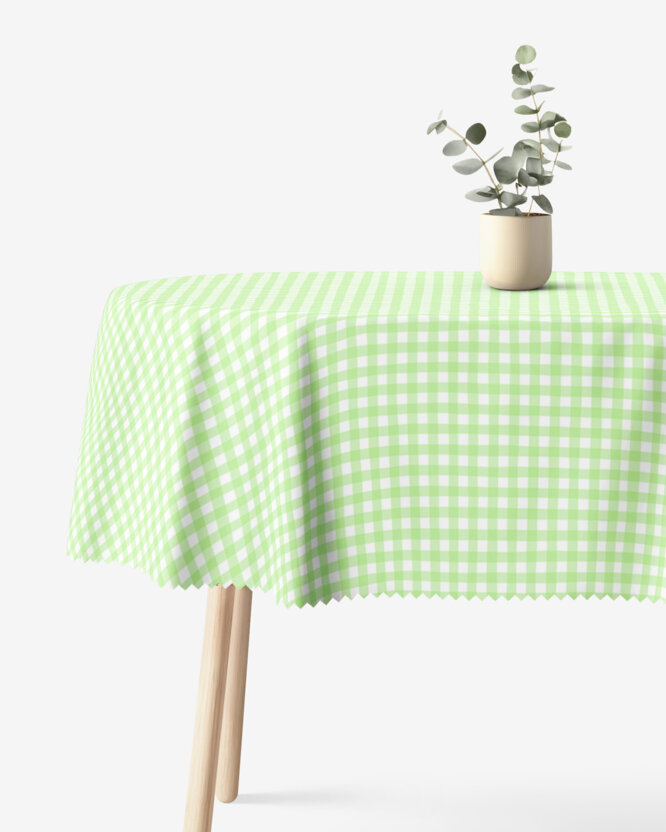 Ovaal teflon tafelkleed - Groene ruitjes