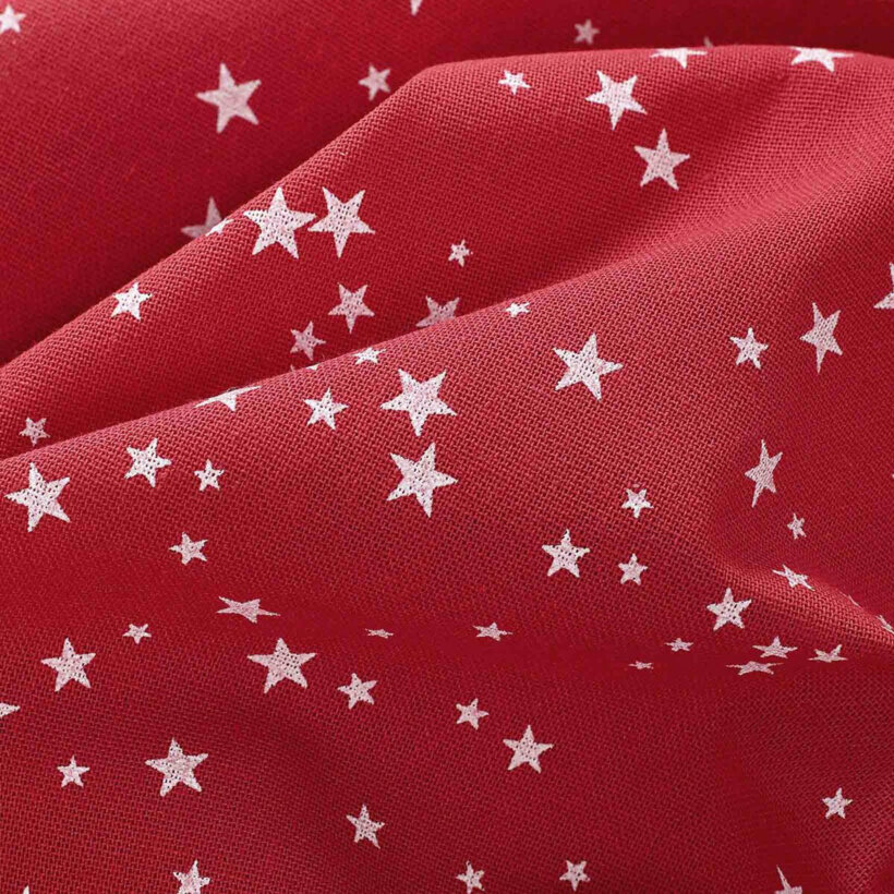 Hoekig tafelkleed Valencia - Sterretjes op rood