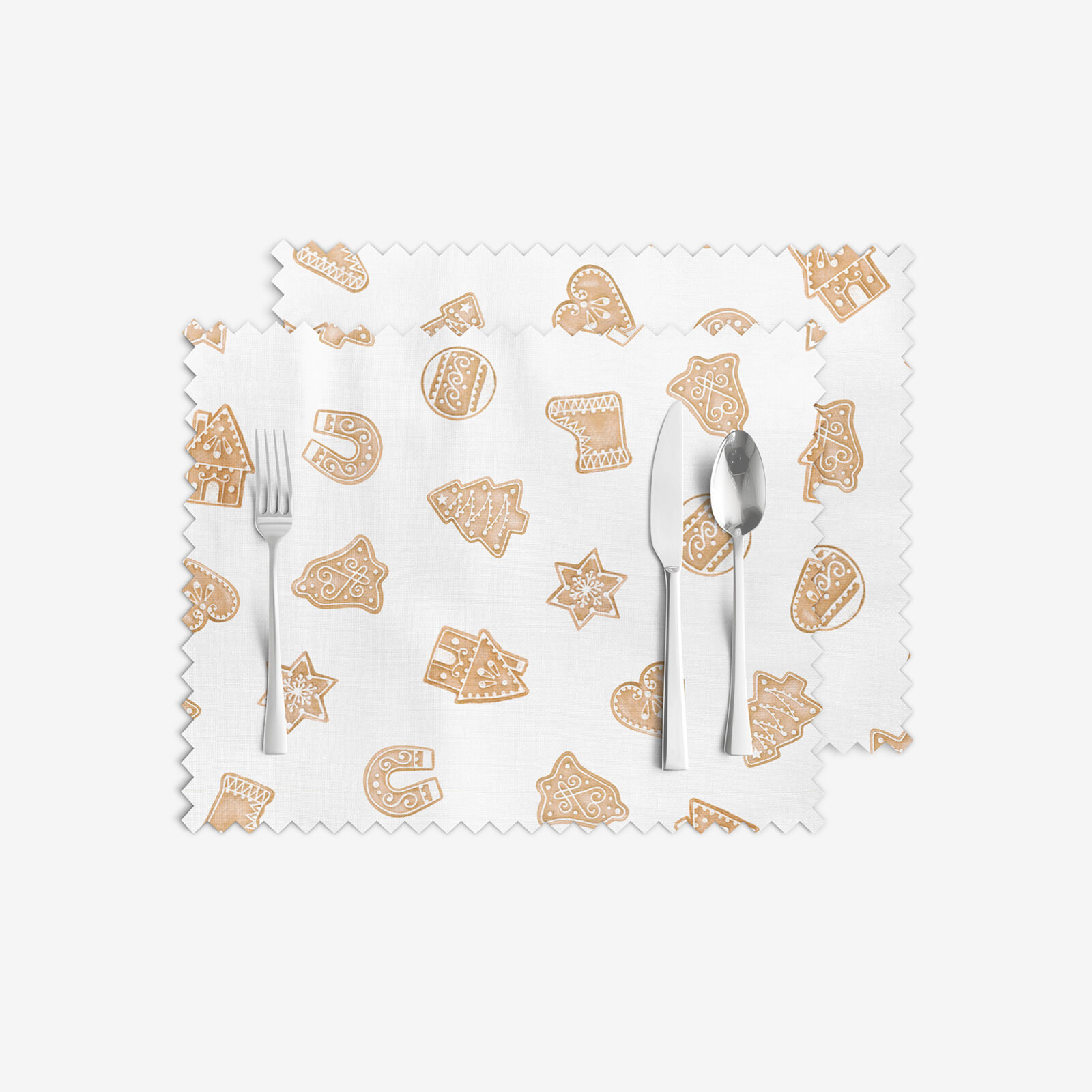 Kerst placemat voor op tafel teflon - Peperkoekjes - set 2 stuks