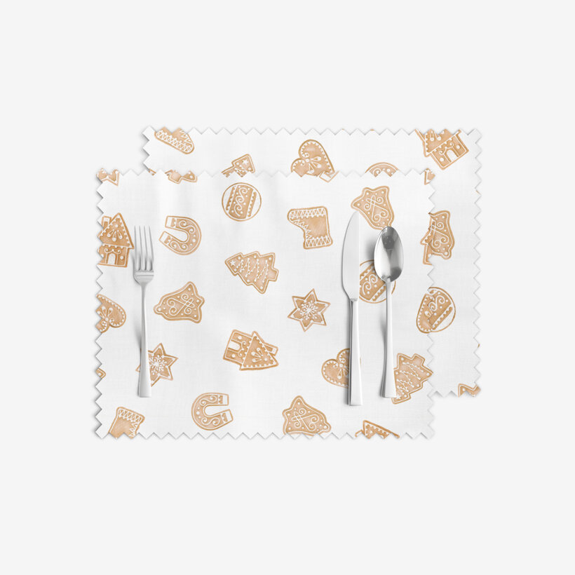 Kerst placemat voor op tafel teflon - Peperkoekjes - set 2 stuks