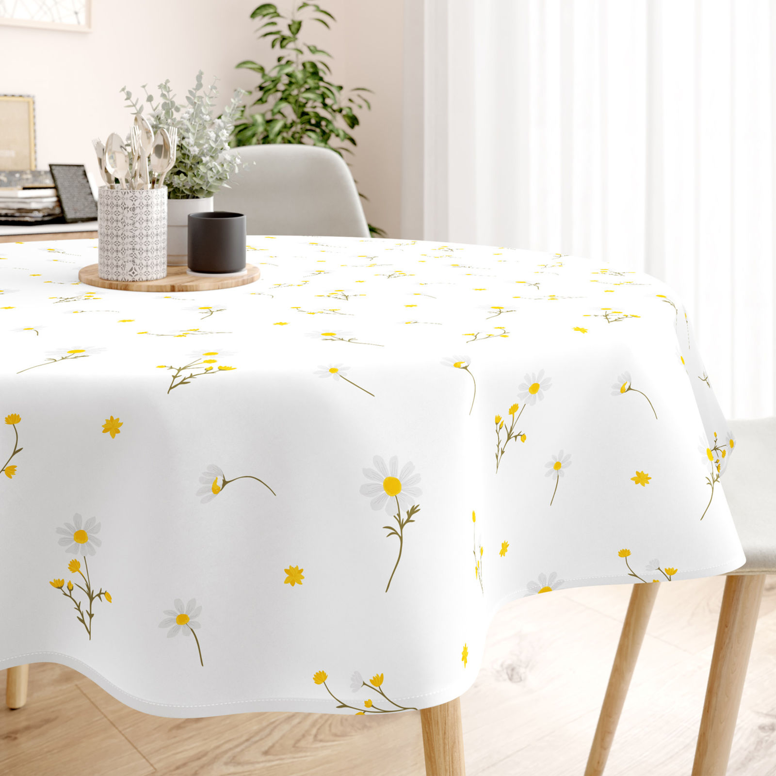 Rond tafelkleed 100% katoen renforcé - Kamille
