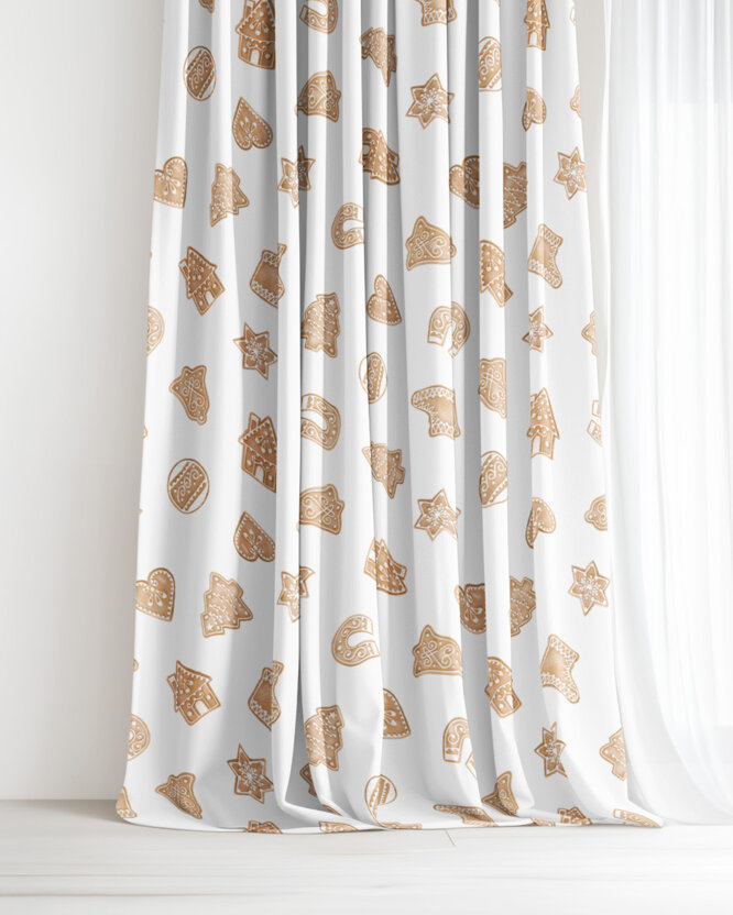 Kerst decoratief gordijn Luca - Peperkoek