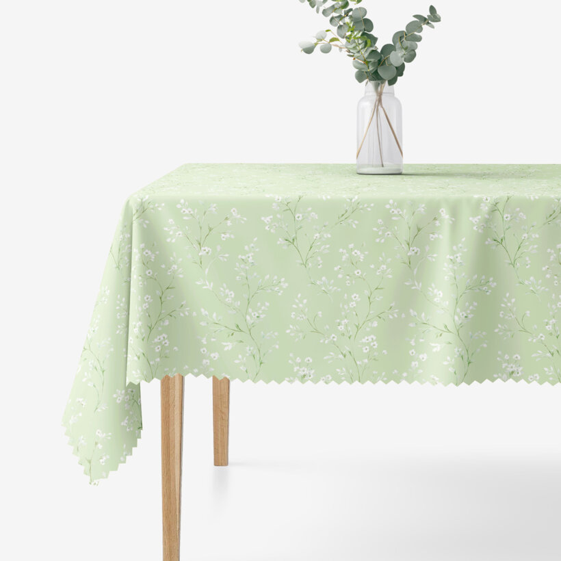 Hoekig teflon tafelkleed - Jasmijn bloemen