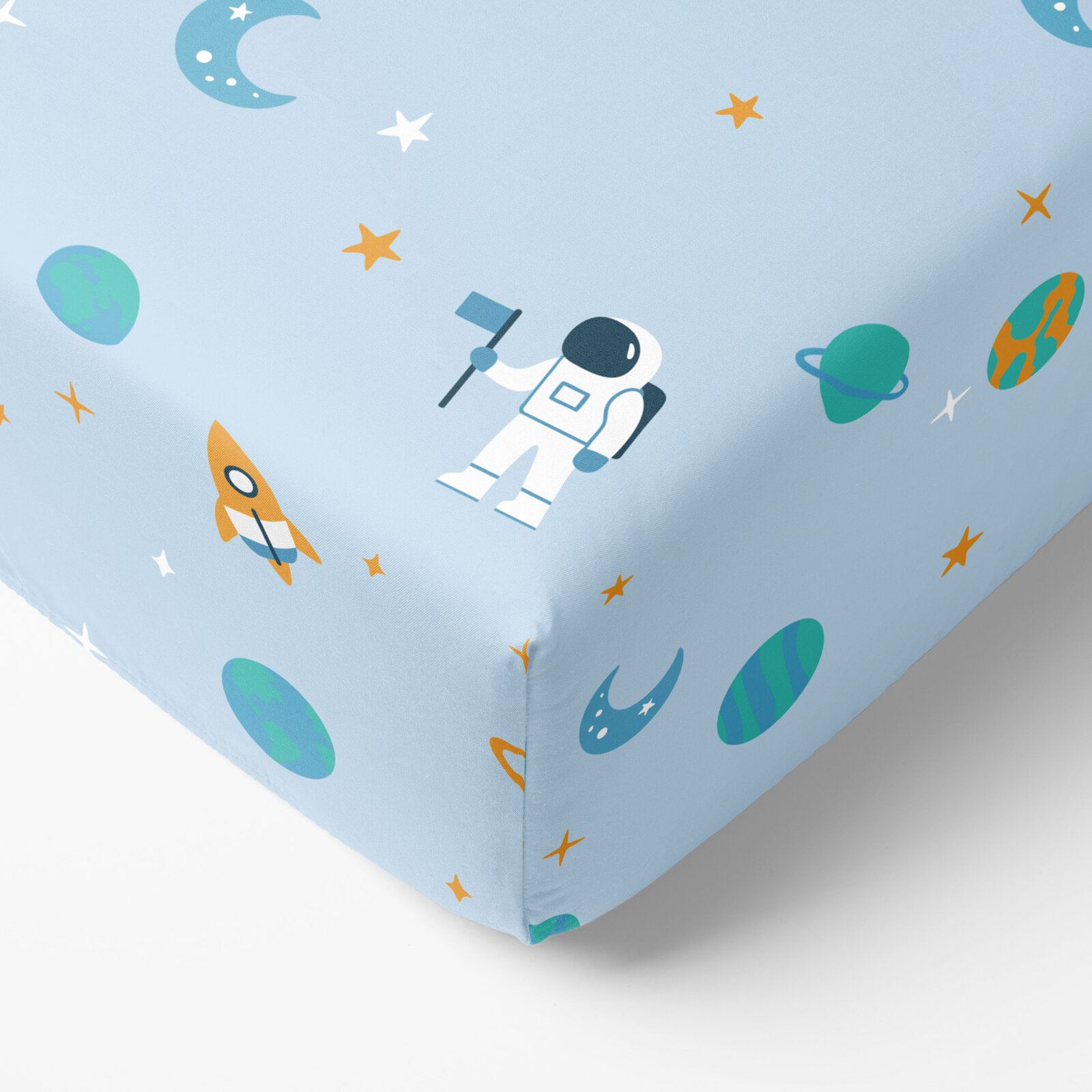Katoenen hoeslaken voor kinderen - Astronauten in de ruimte