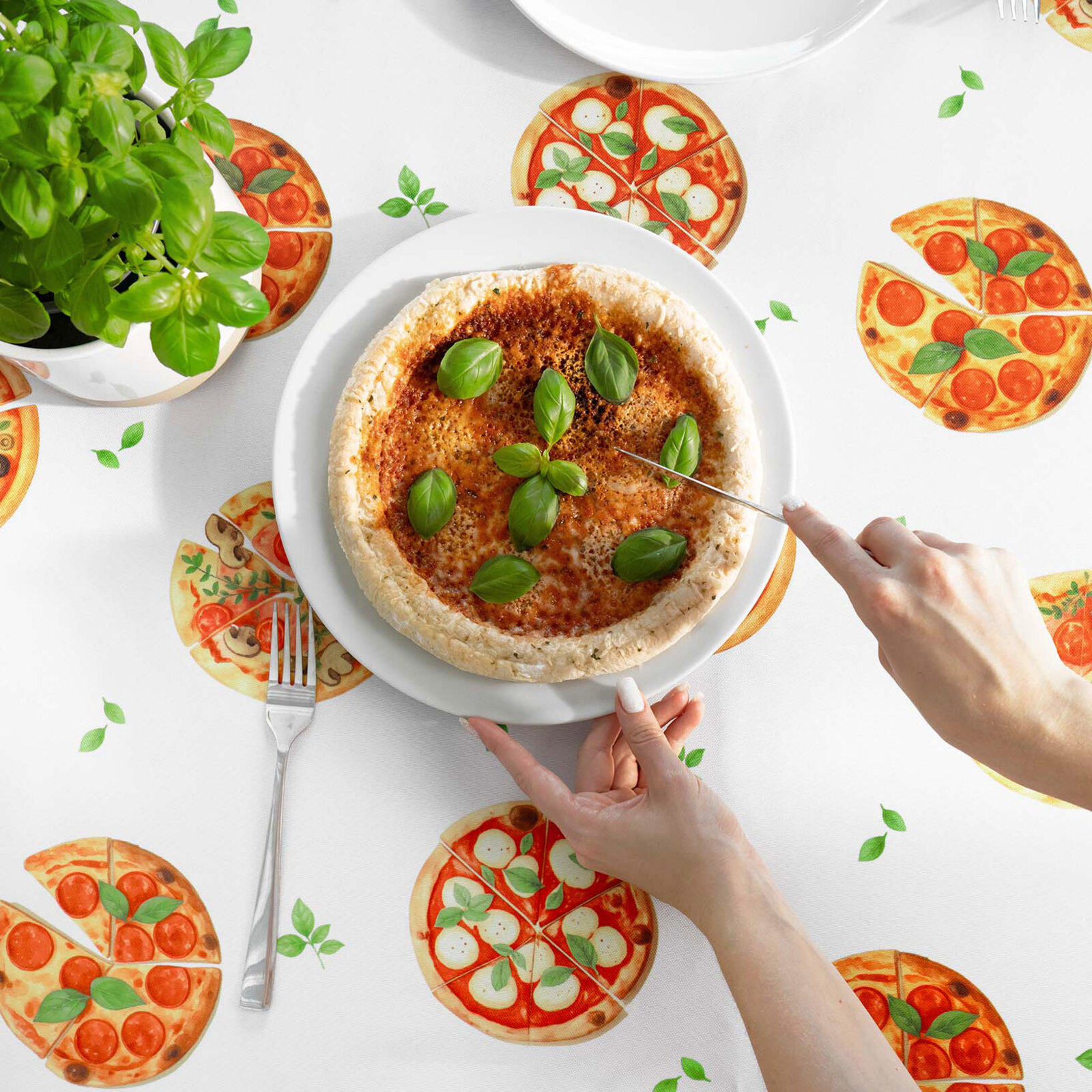 Hoekig teflon tafelkleed - Heerlijke pizza