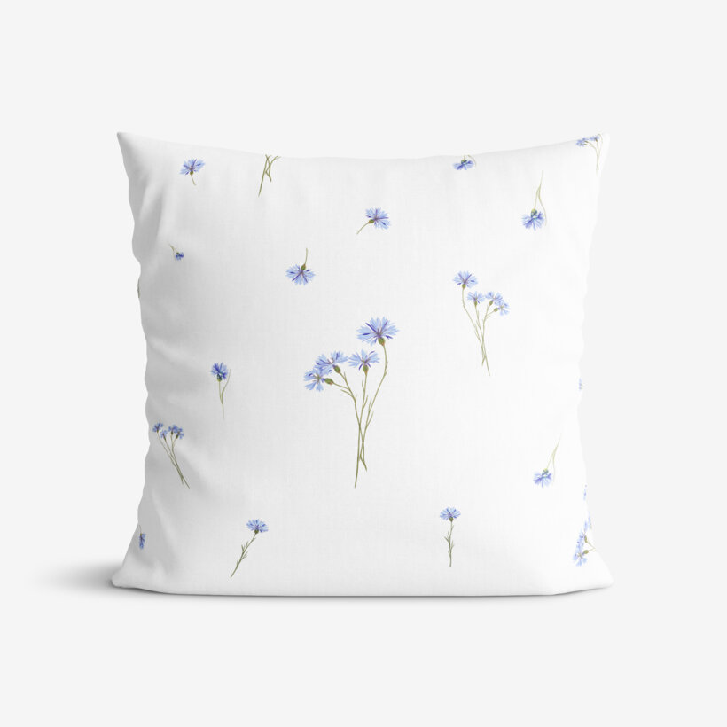 Decoratieve kussensloop Luca - Blauwe korenbloemen