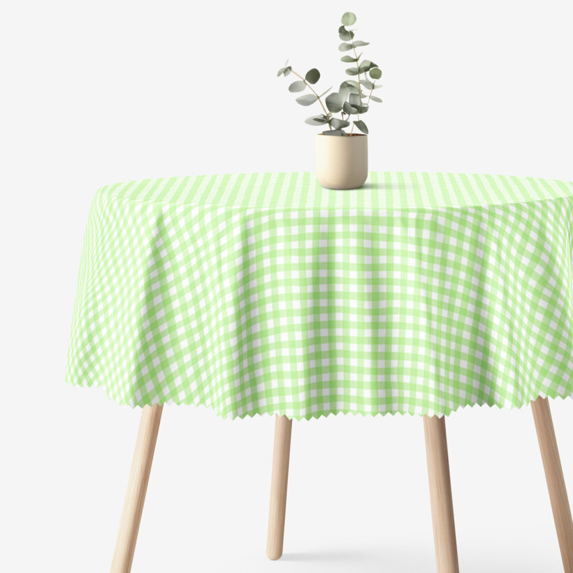Rond teflon tafelkleed - Groene ruitjes
