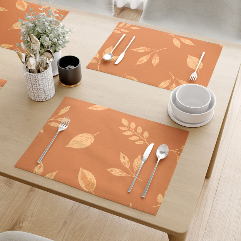 Placemat voor op tafel 100% katoen - Oranje herfstblaadjes - set 2 stuks