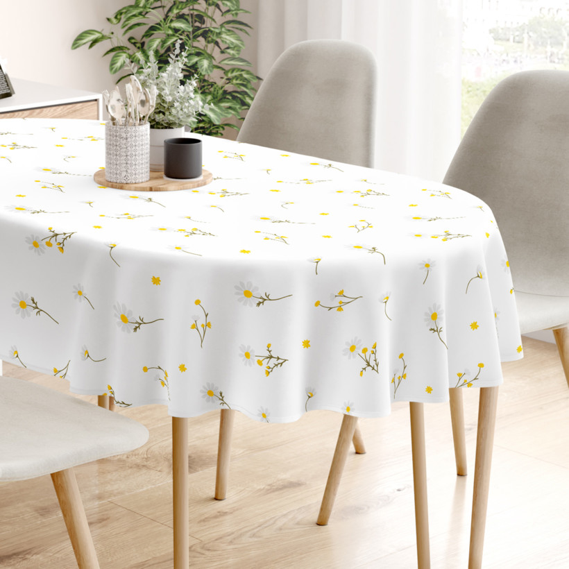 Ovaal tafelkleed 100% katoen renforcé - Kamille