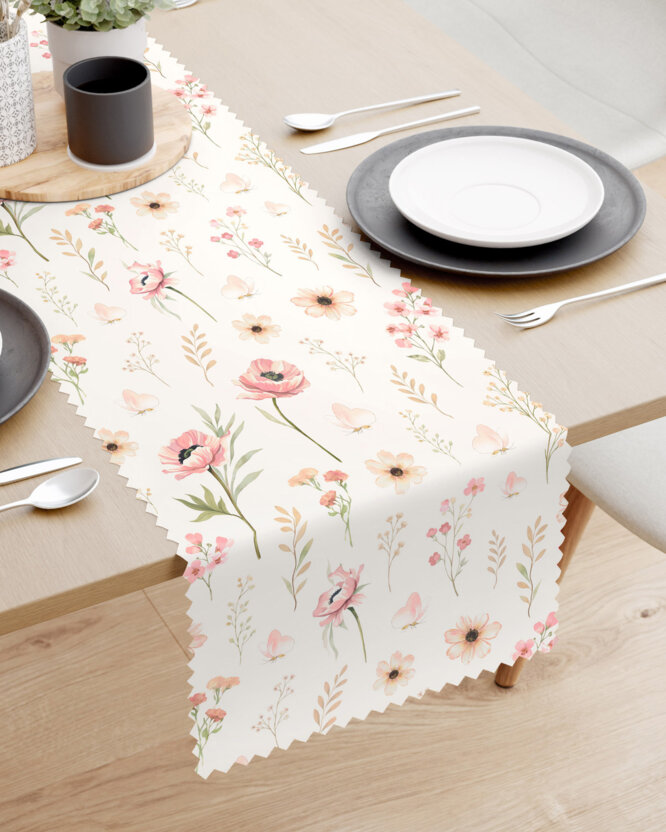 Tafelloper teflon - Roze bloemen