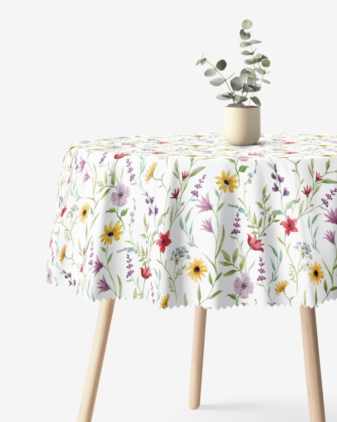 Rond teflon tafelkleed - Kleurrijke lentebloemen