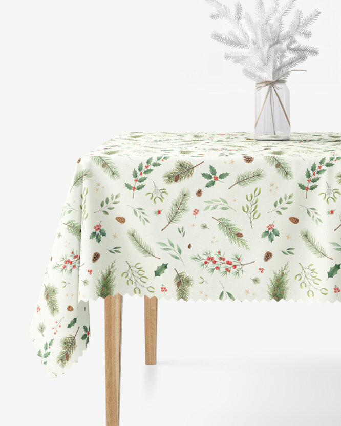 Hoekig teflon tafelkleed - Winters takjes
