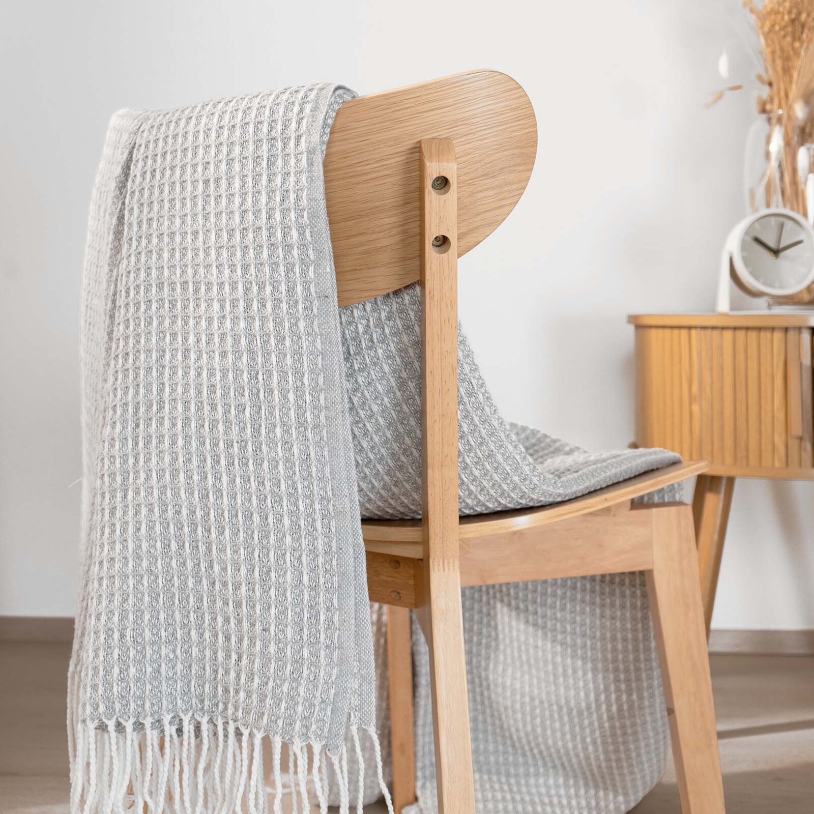 Katoenen deken Rustic - licht grijs