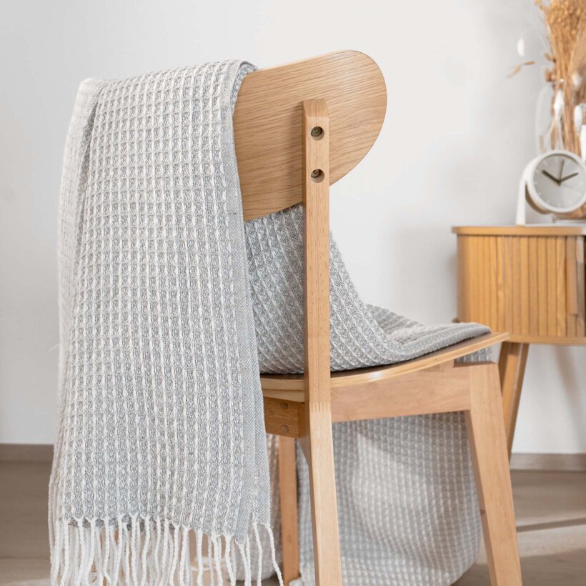 Katoenen deken Rustic - licht grijs