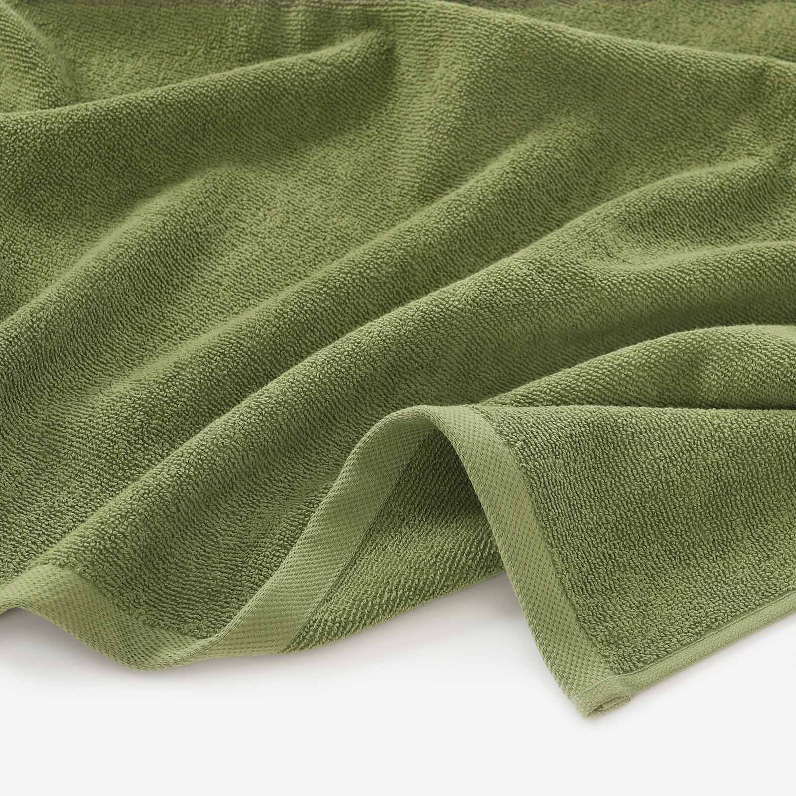 Katoenen badstof handdoek / badhanddoek Soft zonder boord - olijf