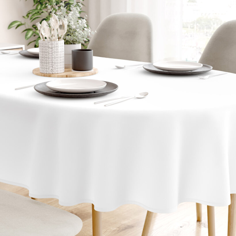 Ovaal tafelkleed 100% katoen renforcé - wit