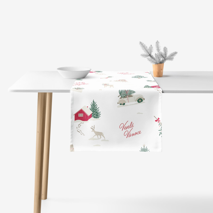 Kerst tafelloper van stevig katoen - Tsjechische Kerst