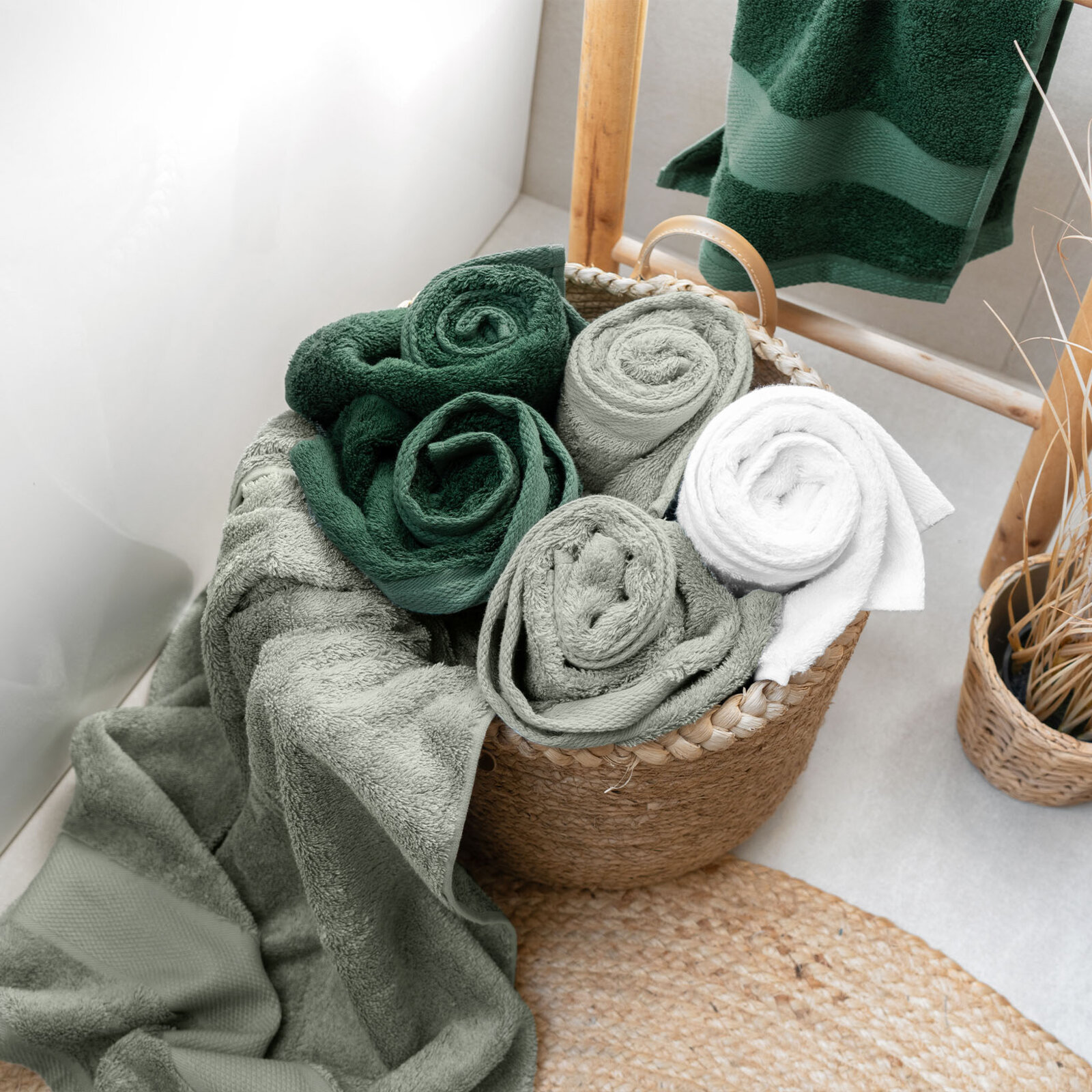 Bamboe handdoek/badhanddoek - saliegroen