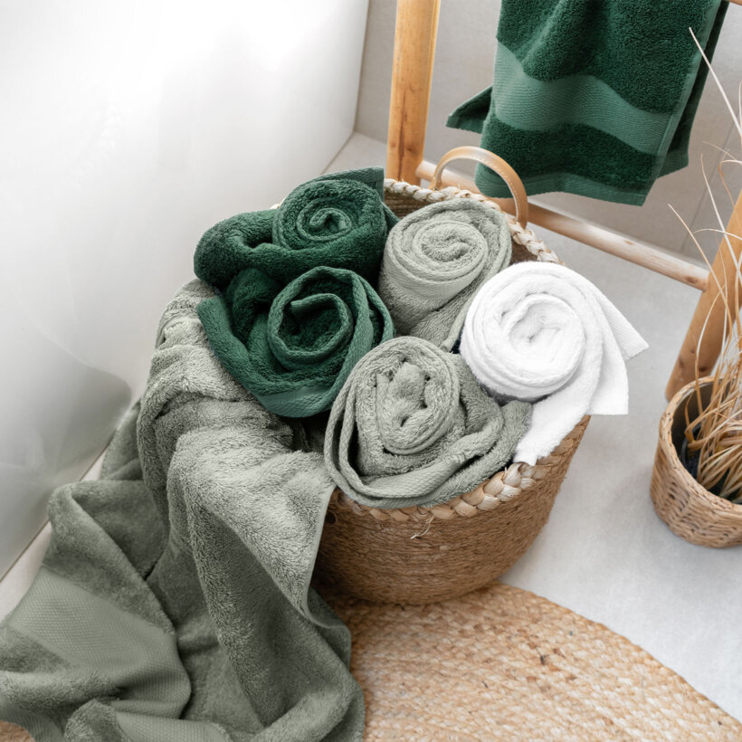 Bamboe handdoek/badhanddoek - saliegroen