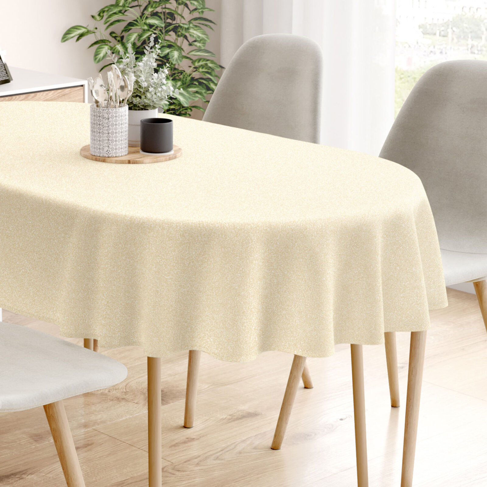 Exclusief ovaal tafelkleed - goud met glitters