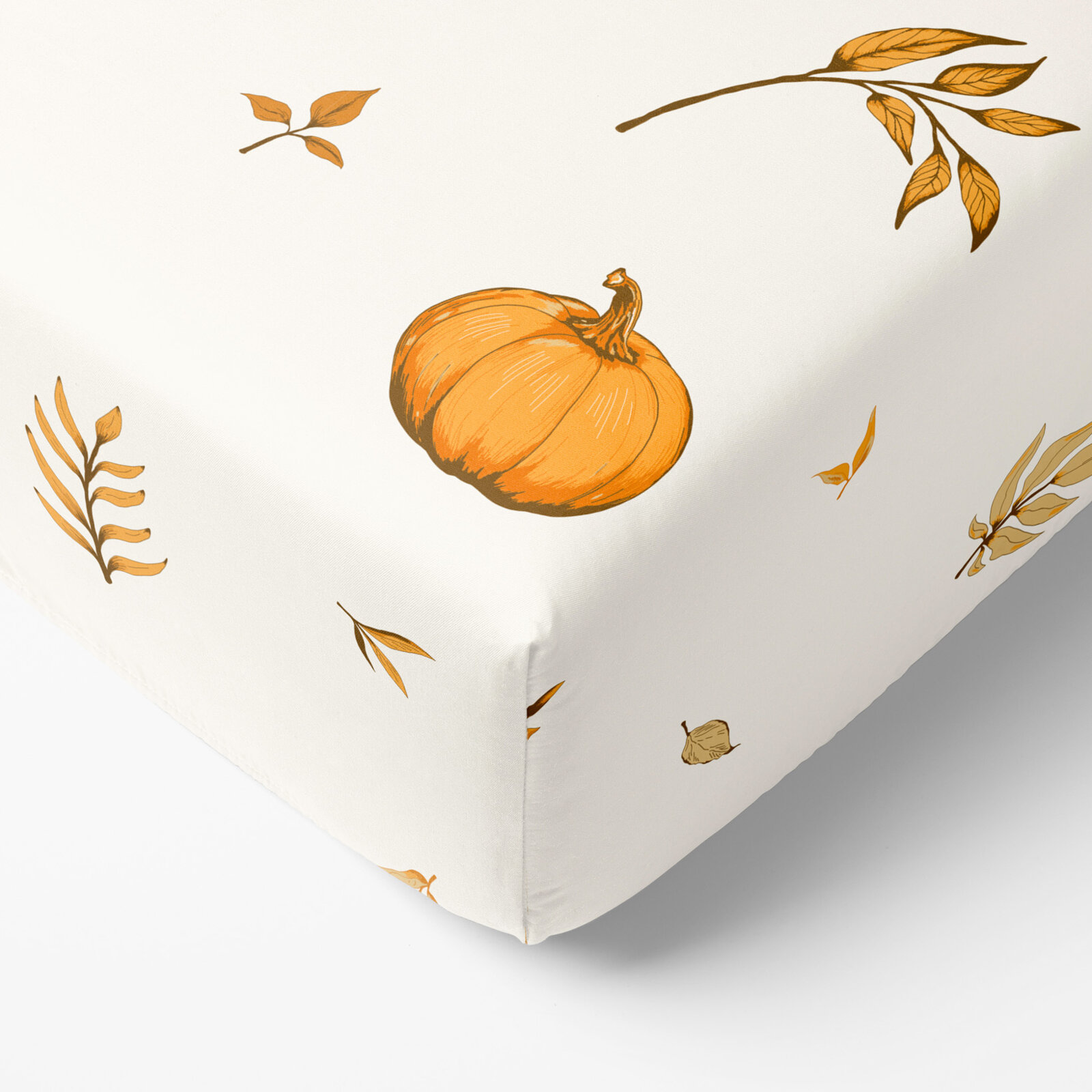 Katoenen hoeslaken - Herfst pompoenen en blaadjes