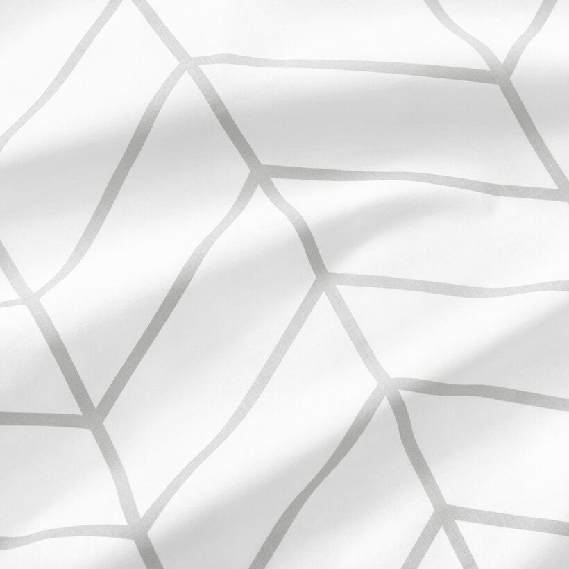 Katoenen gordijn - Grijs zigzag op wit
