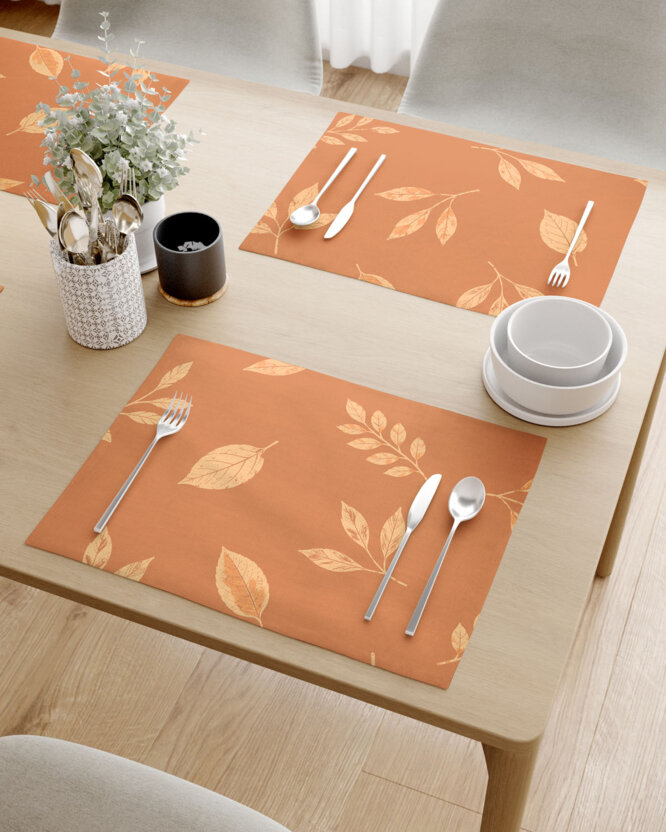 Placemat voor op tafel 100% katoen - Oranje herfstblaadjes - set 2 stuks
