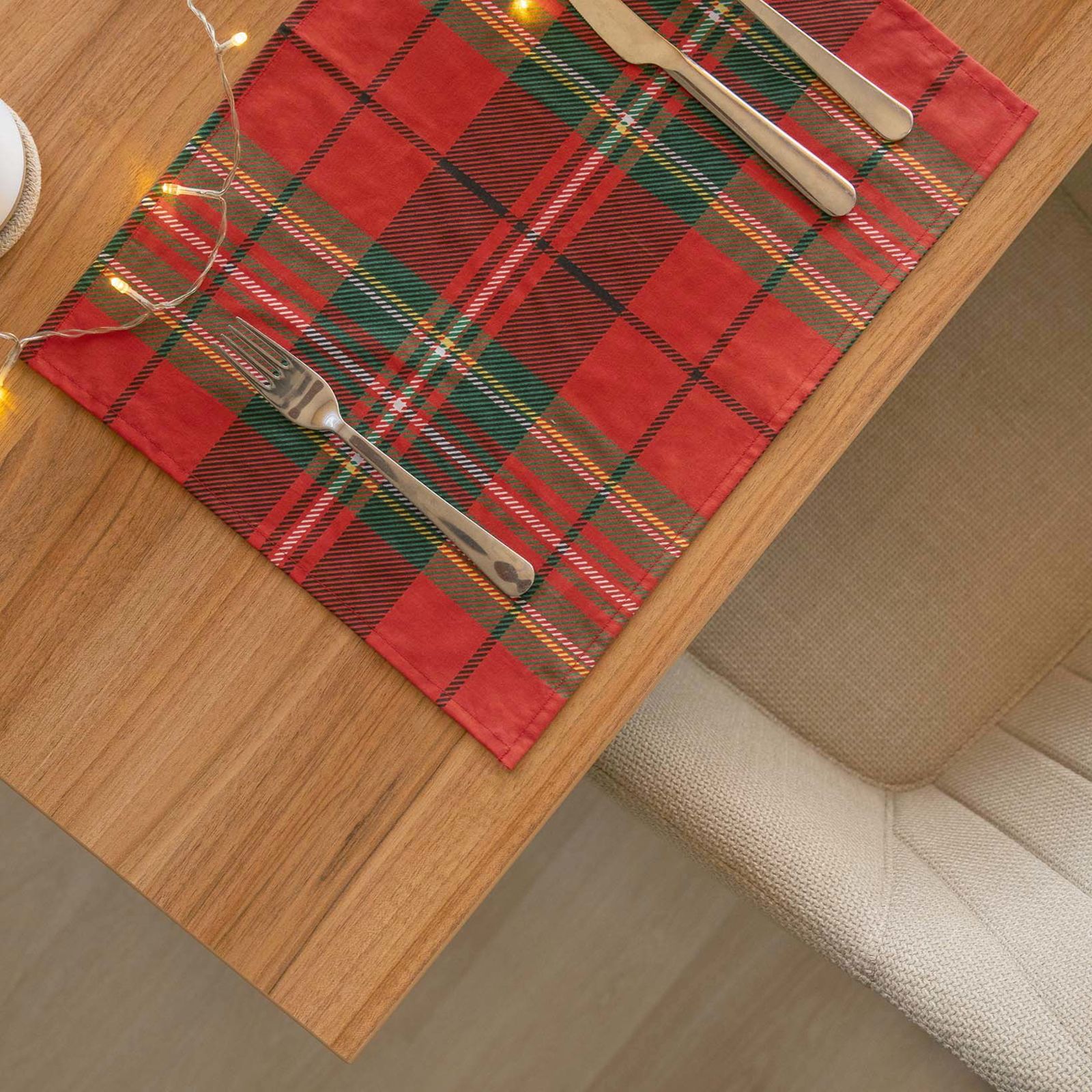 Placemat voor de tafel 100% katoen renforcé - Rood ruitje - set 2 stuks