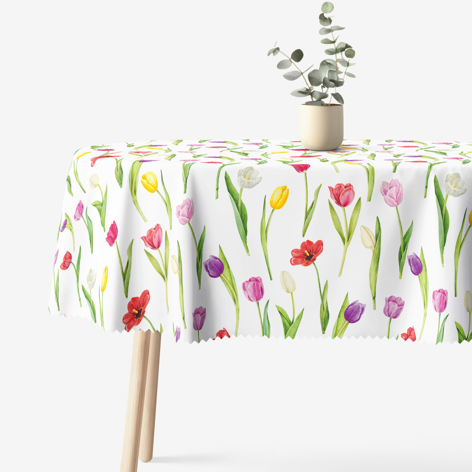 Ovaal teflon tafelkleed - Gekleurde tulpen