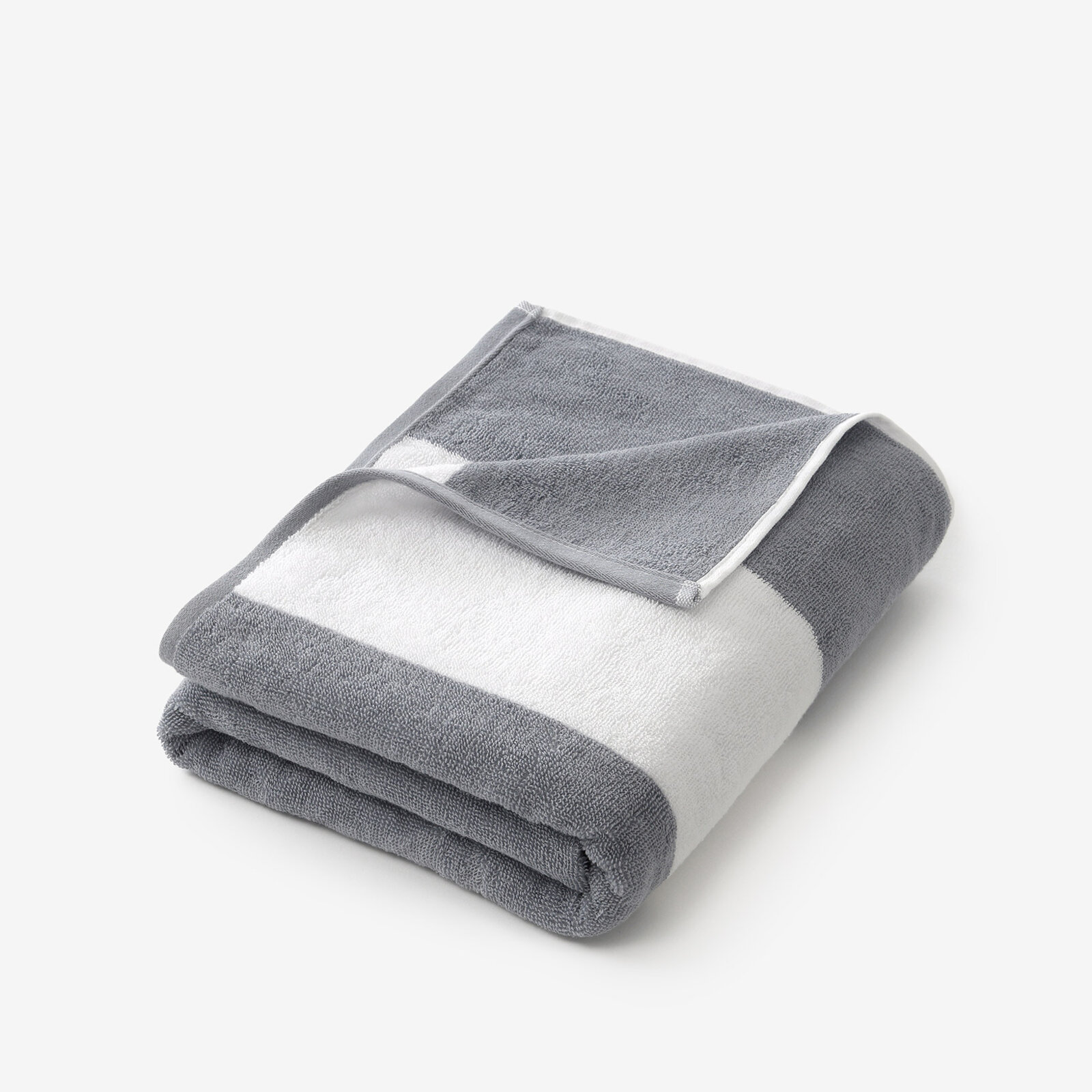 Strandbadhanddoek - Grijs met witte strepen