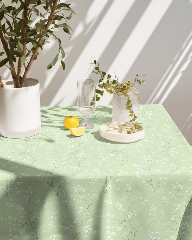 Hoekig teflon tafelkleed - Jasmijn bloemen