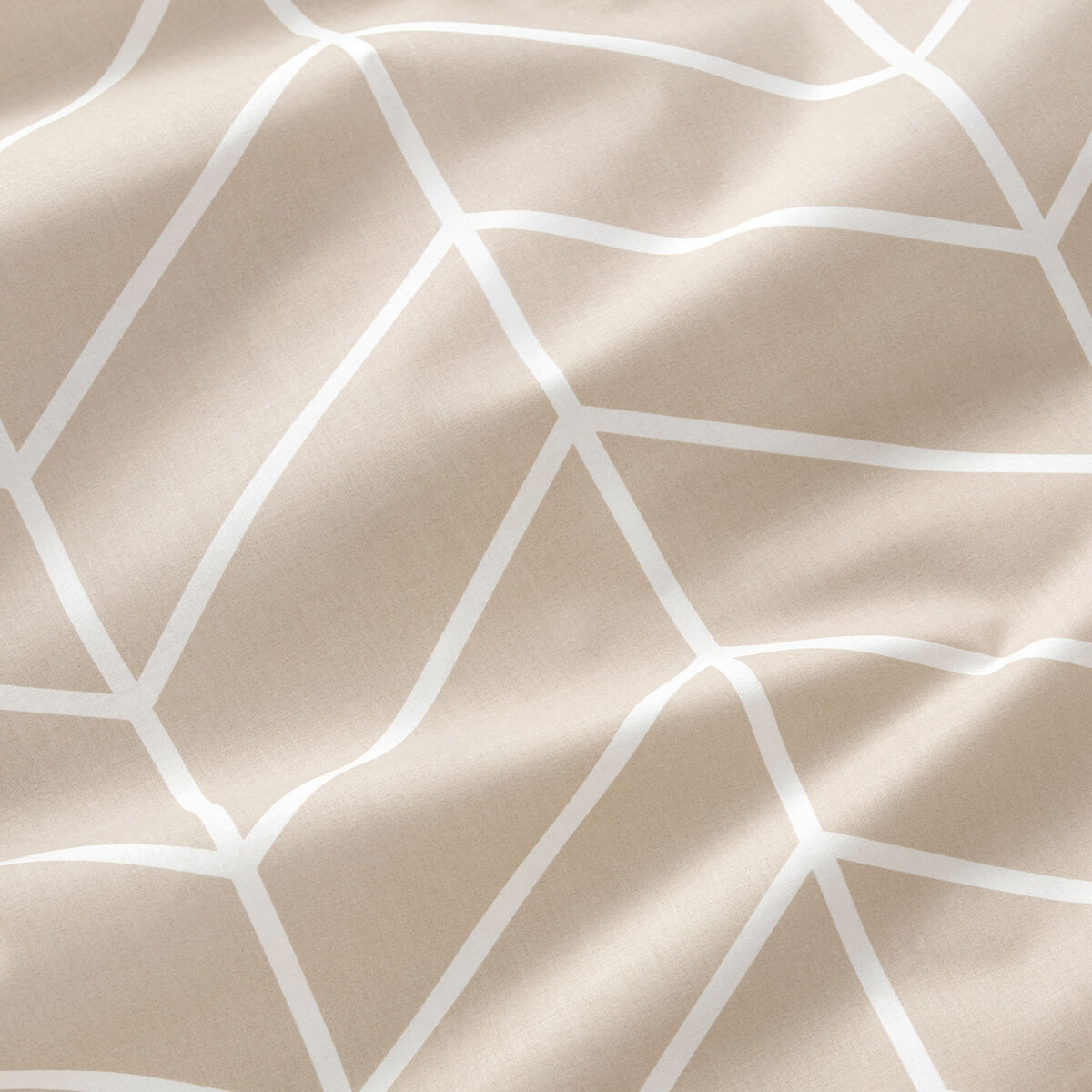 Katoenen beddengoed - Wit en beige zigzag