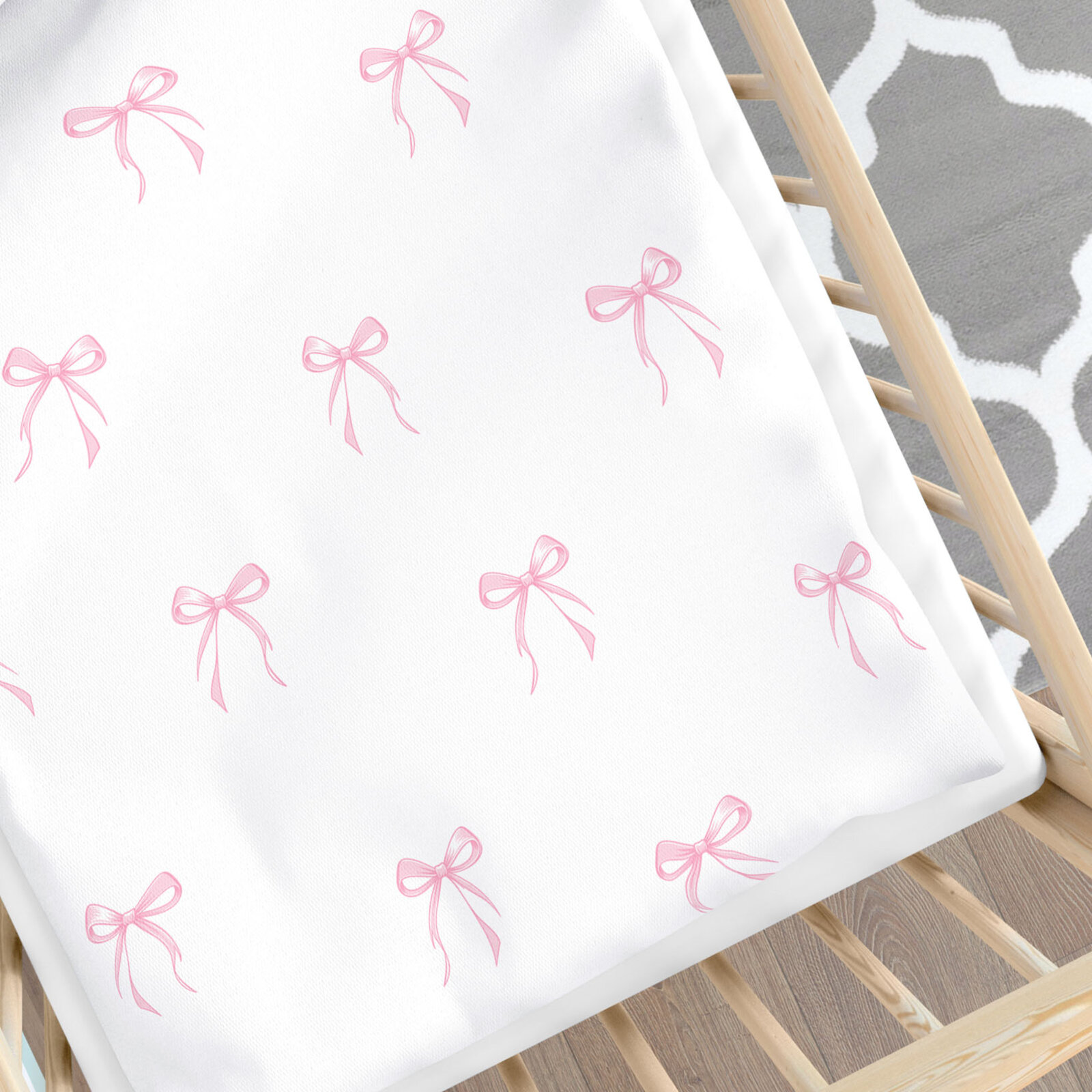 Katoenen baby beddengoed voor het ledikant - Roze strikjes