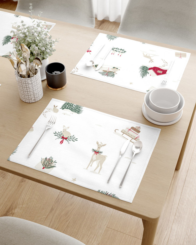 Kerst tafelplacemat van stevig katoen - Traditionele Kerst (buitenland) - set van 2 st.